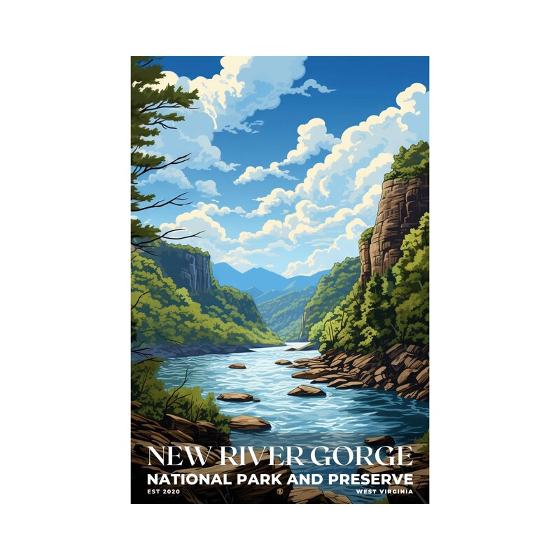 New River Gorge National Park and Preserve Poster, Travel Art, Office Poster, Home Decor | S7